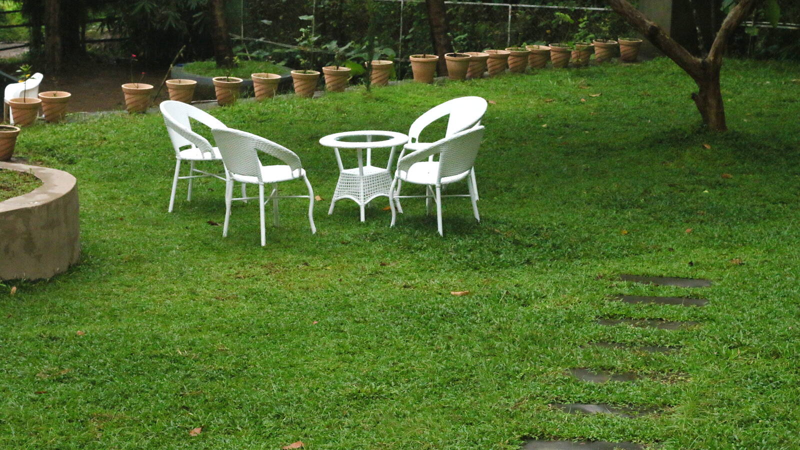 Garden seating on the lawn