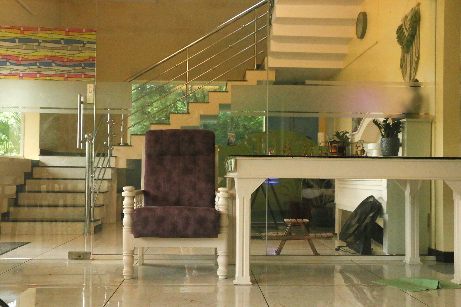 Indoor lounge and staircase